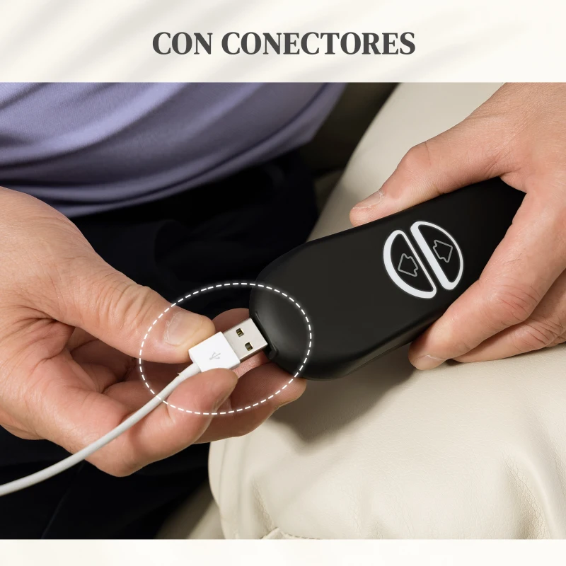 HOMCOM Sillón Relax Reclinable Eléctrico Levanta Personas con Masaje Vibratorio y Calor Puerto USB Control Remoto Crema