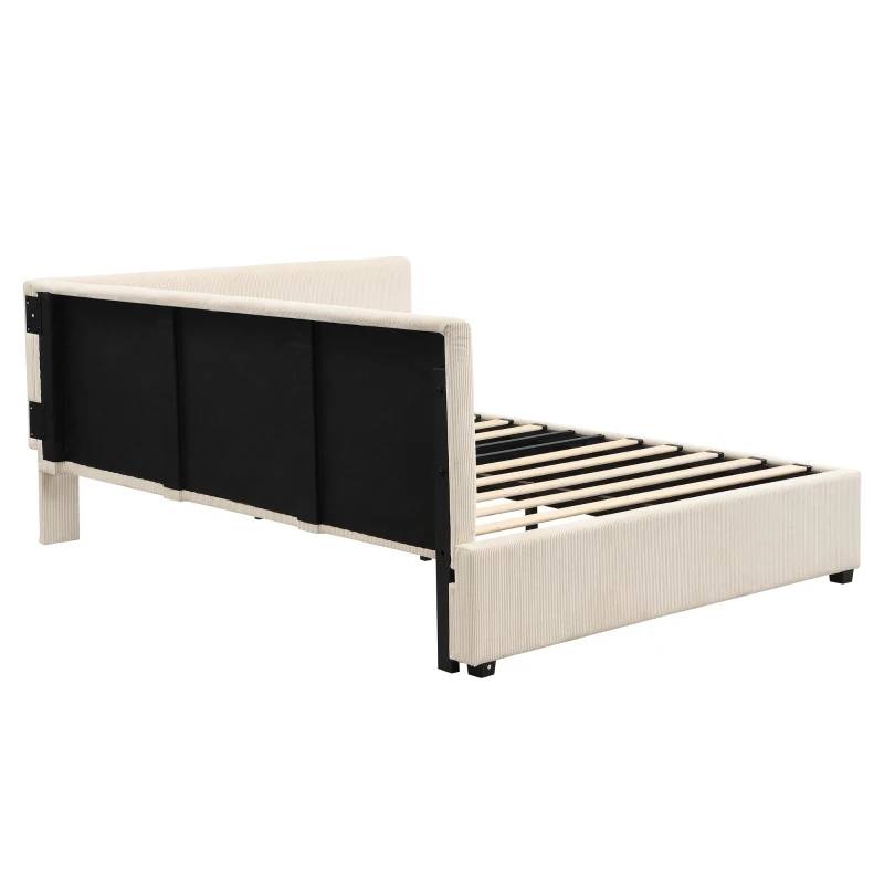 4ft6 Double Bed with Integrated Side Rails, Ideal Bed Frame for Children and Elderly Users, 194L x 146.5W x 82.5H cm, Beige