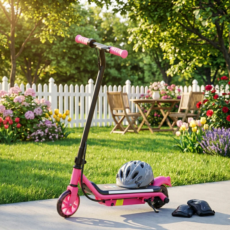 AIYAPLAY Electric Scooter for Kids Aged 6-14 Years, with Colourful Lights, Pink