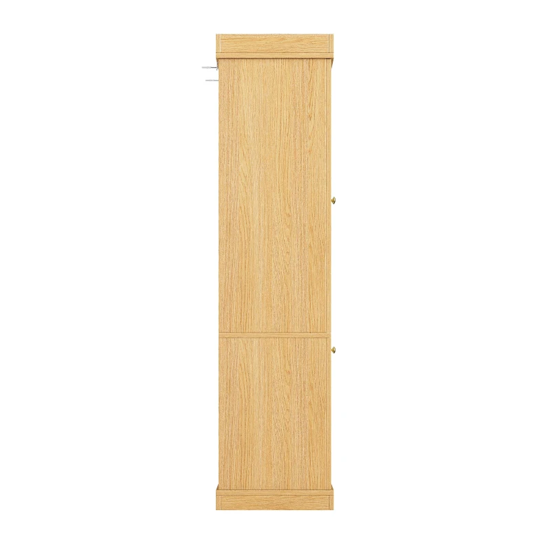 Modern Freestanding Display Cabinet with Height-Adjustable Shelves, LED Lighted Tall Showcase for Industrial Interiors, 80L x 40W x 180H cm, Natural