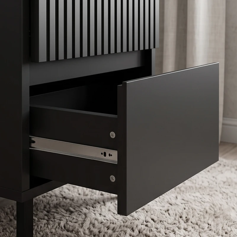 HOMCOM Bedside Cabinet, Bedside Table with 2 Drawers, Storage and Steel Legs for Bedroom, Living Room, Black