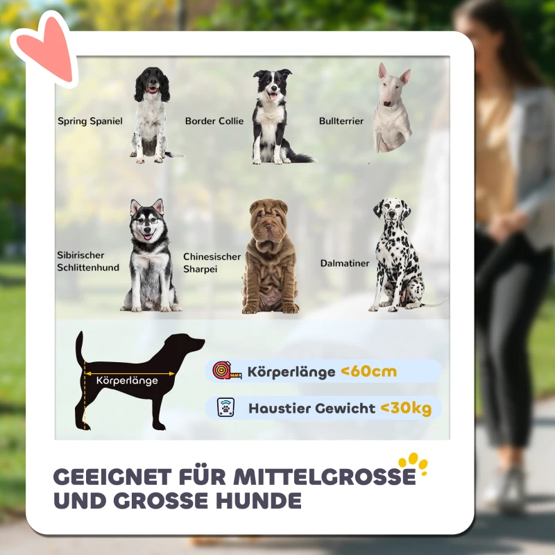 PawHut Hundetrolley klappbar, One-Klick-System, klappbar, 2 Sicherheitsleinen, Rot