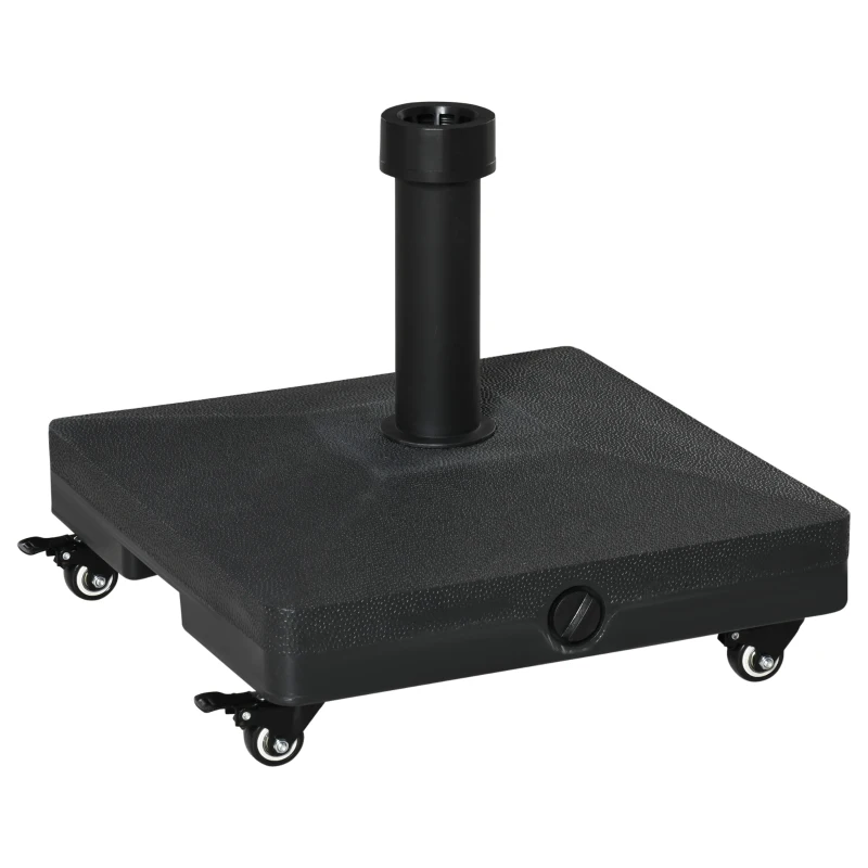 Outsunny Sonnenschirmständer bis 20kg befüllbar HDPE Quadratisch Schirmständer mit Rolle Schirmhalter, Schirmgewicht, Ständer für Sonnenschirm Ø22-38mm, für Balkon, Terasse, Garten, Schwarz