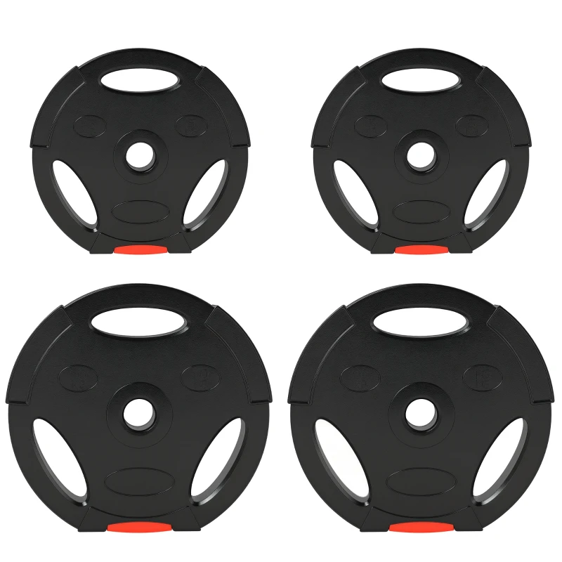 SPORTNOW Zestaw 4 ciężarków do hantli, 2 x 5 kg/10 kg, zestaw obciążników do sztangi 2,5 cm, średnica otworu 30 mm, kolor czarny