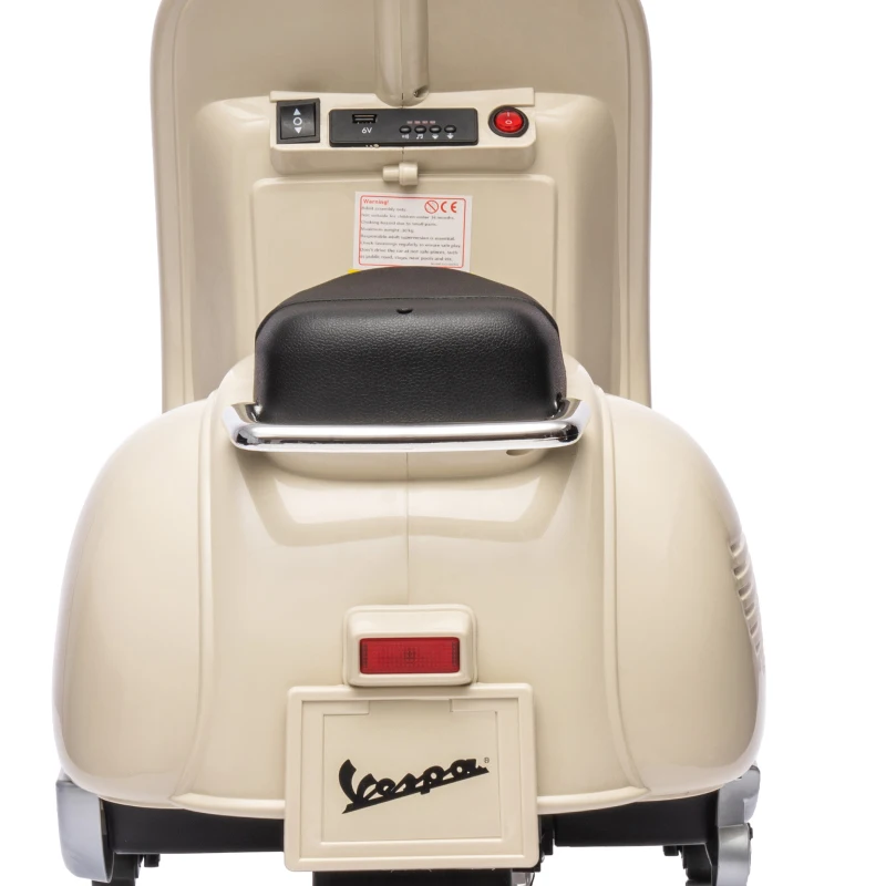 AIYAPLAY Moto Électrique Enfants VESPA sous Licence, Vitesse Max 5 Km/h, Musique & Lumière, 3+ ans, Blanc