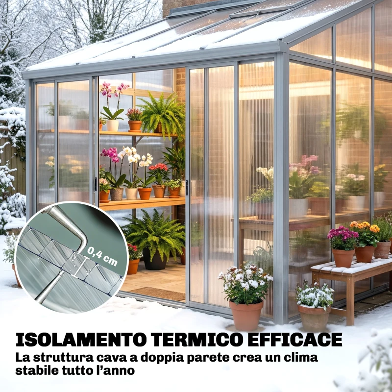 Outsunny Set di 10 Lastre Alveolari in Policarbonato, 120x60 cm, Anti-UV, Tagliabili, per Serre, Pensiline, Tettoie