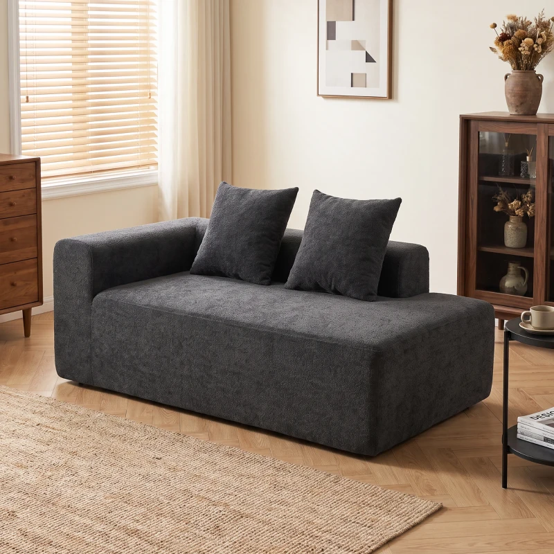 HOMCOM Canapea cu 2 locuri din chenille cu 2 perne șezut cu arcuri fără montaj 71,5x91,5x83 cm Gri închis