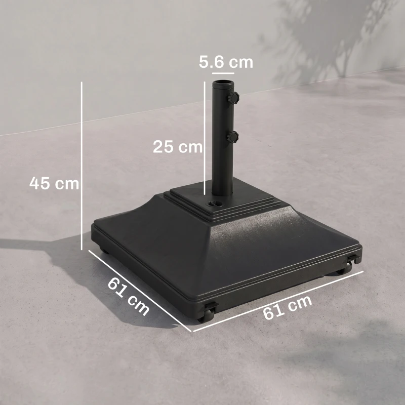 Outsunny 60kg Water/Sand Fillable Parasol Base, with Wheels - Black