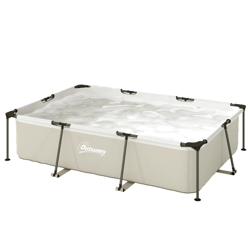 Outsunny Piscina Desmontable Tubular 316x238x66,5 cm 3700 L con Marco Metálico Parche de Reparación sin Depuradora Gris