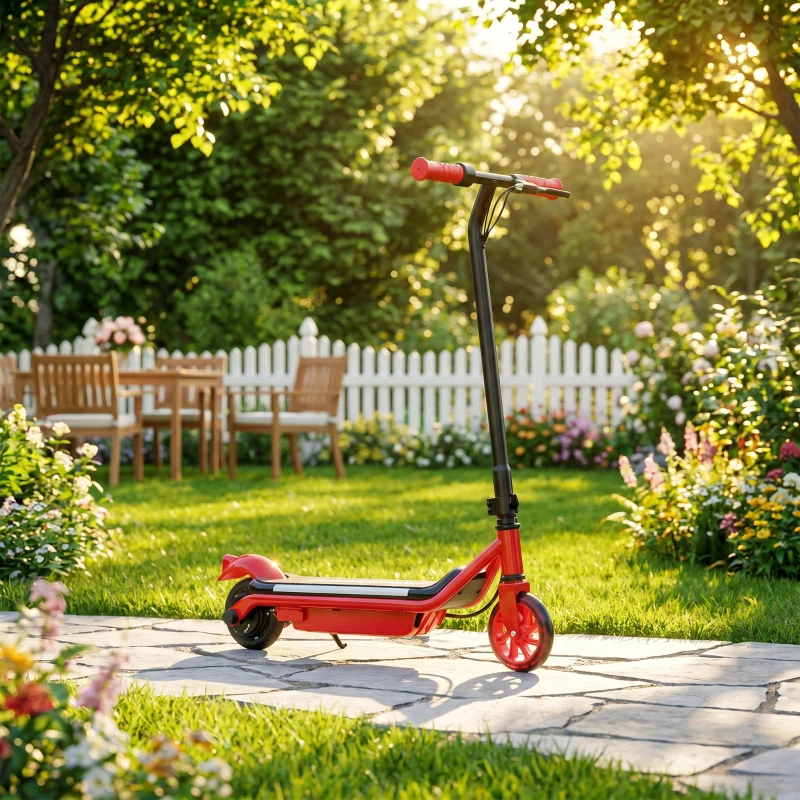 AIYAPLAY Electric Scooter for Kids Aged 6-14 Years, with Colourful Lights, Red