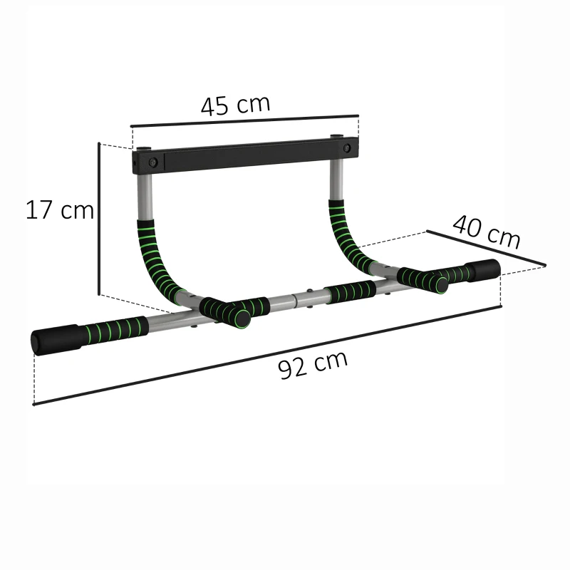 HOMCOM Barra de Dominadas Multifuncional Barra de Dominadas de Pared con Mangos Antideslizantes Carga 110 kg Gris y Negro