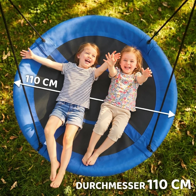 Outsunny Nestschaukel, wetterfest, bis 100 kg, längenverstellbare Seile, Φ110 cm, Blau