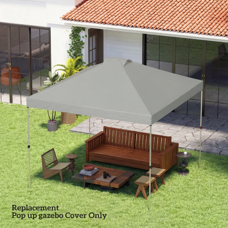 Outsunny Pavillon-Dach Ersatz UV50+ wasserfest mit 8 Abflusslöchern 3 x 3 m, Hellgrau