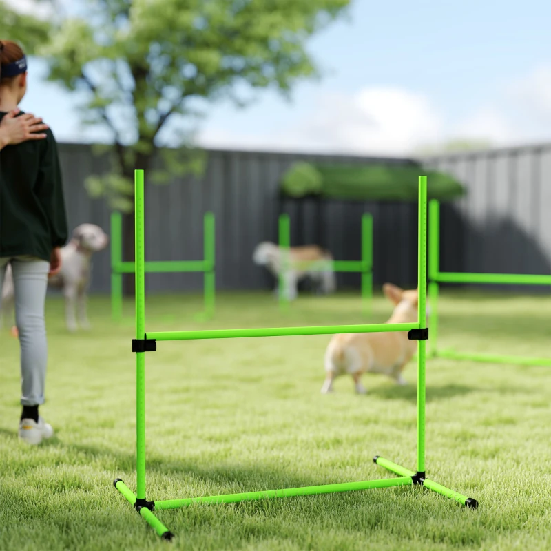 PawHut Agility Set Hunde 4-teiliges höhenverstellbar Agility-Ausrüstung mit 4 Hürden Tragetasche 99 x 65 x 94 cm Grün