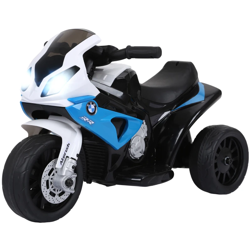 HOMCOM Elektro Motorrad Kinder BMW S1000RR 6V Elektromotorrad mit Scheinwerfer Musik 2,5 km/h für Kinder 18-36 Monaten Blau