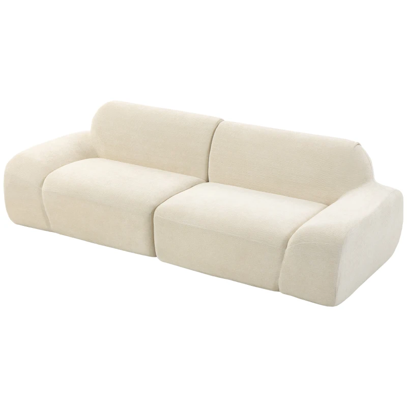 HOMCOM 3-zitsbank, afgerond en frameloos, met royale zitruimte, dik gevoerd, geen montage, crèmewit