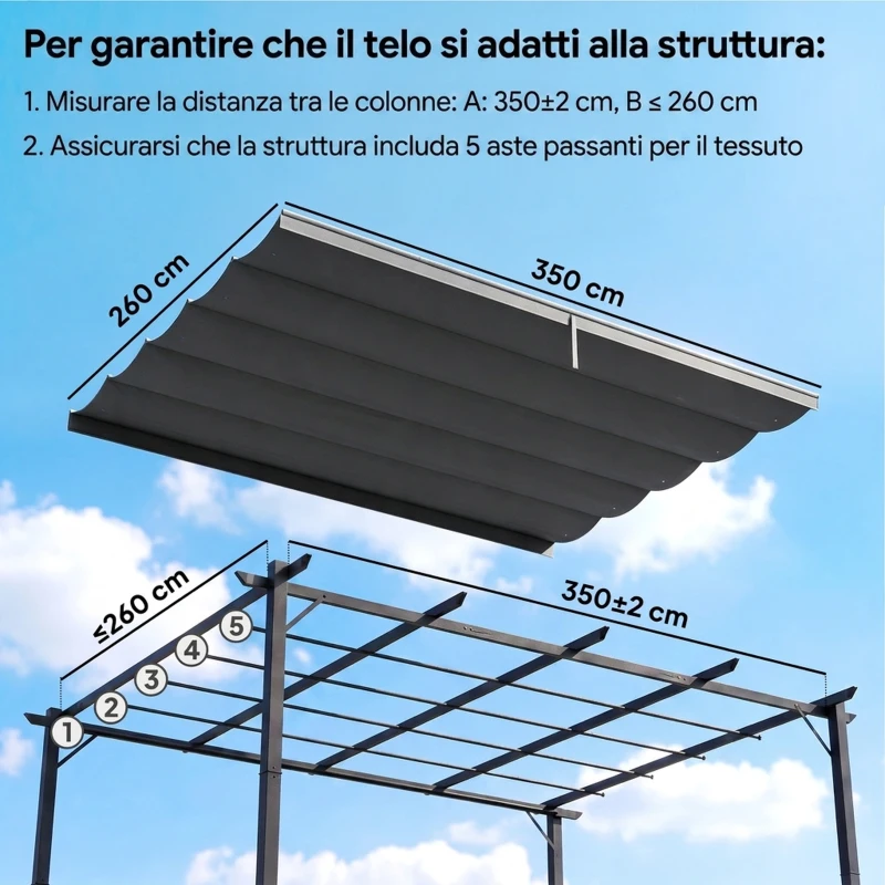 Outsunny Tettuccio di Ricambio per Gazebo da Giardino con 10 Fori, Copertura in Poliestere Traspirante, Grigio
