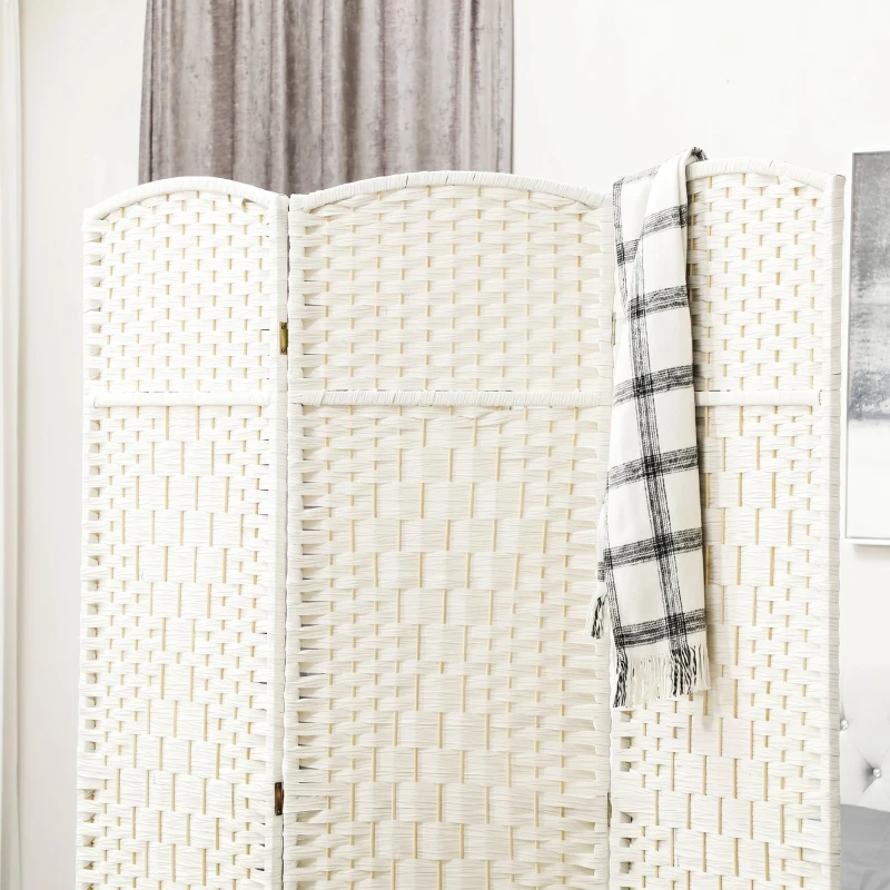 HOMCOM Separador de Ambientes de 3 Paneles Biombo Plegable 135x180 cm Pantalla de Privacidad de Polipropileno Blanco