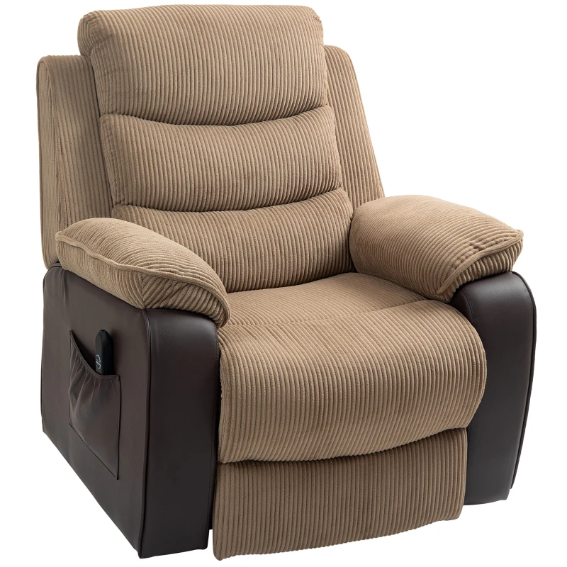 HOMCOM Sillón Relax Reclinable Eléctrico Levanta Personas con Mando a Distancia Puerto USB y Bolsillos Laterales Marrón