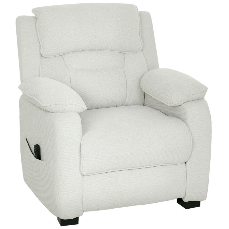 HOMCOM Fauteuil relax électrique fauteuil inclinable port USB repose-pieds poches latérales télécommande 86x90x103cm crème(m-14)