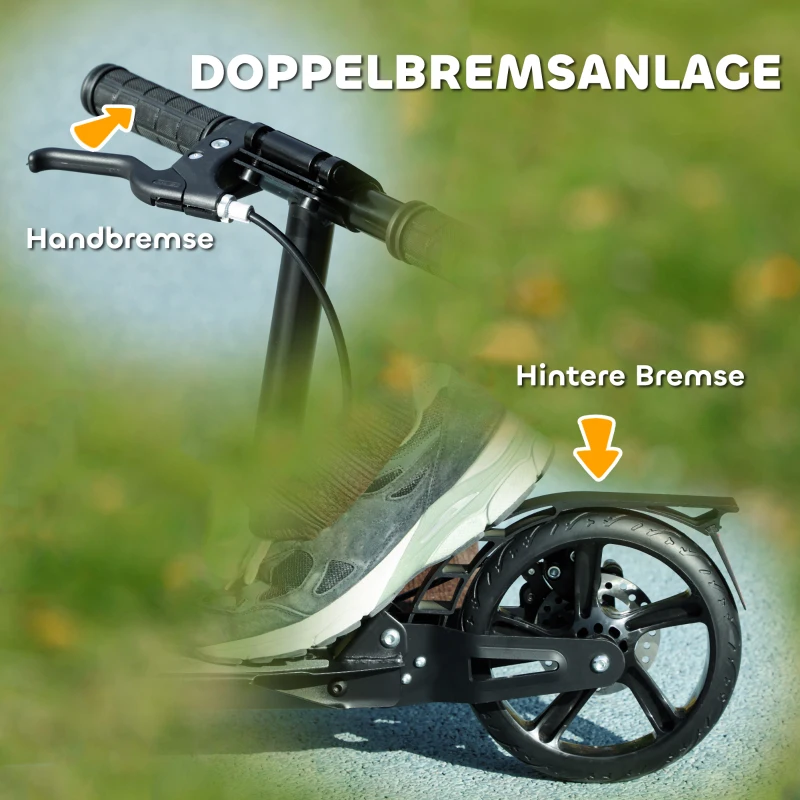 AIYAPLAY Roller Kinder Scooter mit verstellbaren Griffen klappbarer Kinderroller für Kinder 6-12 Jahre 94 x 36 x 88-103cm Schwarz