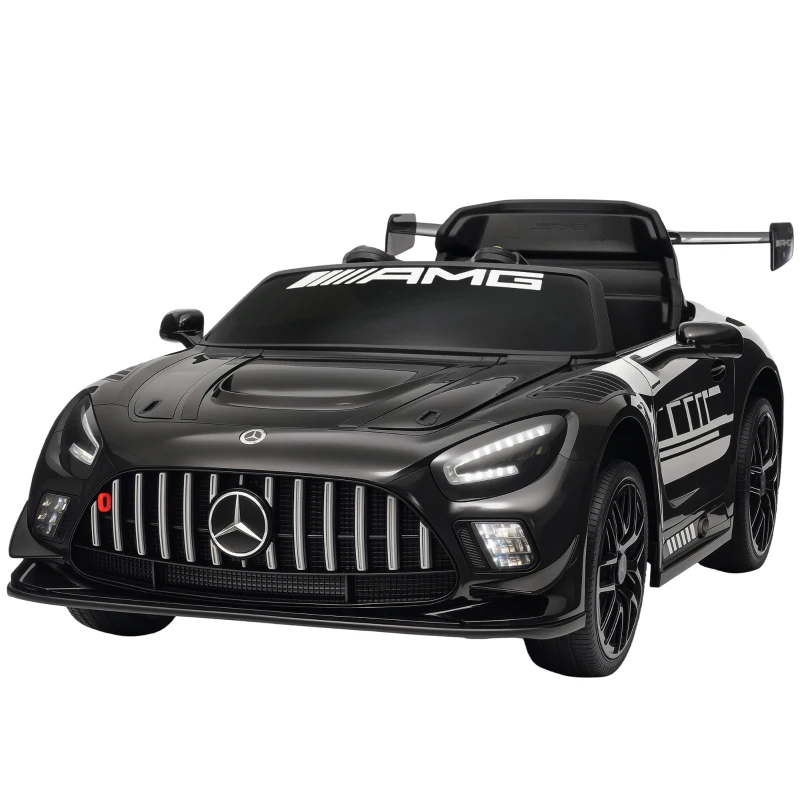 AIYAPLAY Mercedes-Elektroauto, Aufsitzauto für Kinder, 12V Batterie, LED-Lichter, Musikfunktion, Hupe, 3-8 Jahre, Schwarz