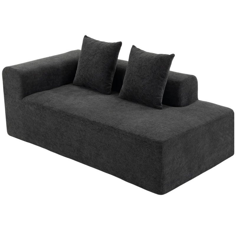 HOMCOM Canapea cu 2 locuri din chenille cu 2 perne șezut cu arcuri fără montaj 71,5x91,5x83 cm Gri închis