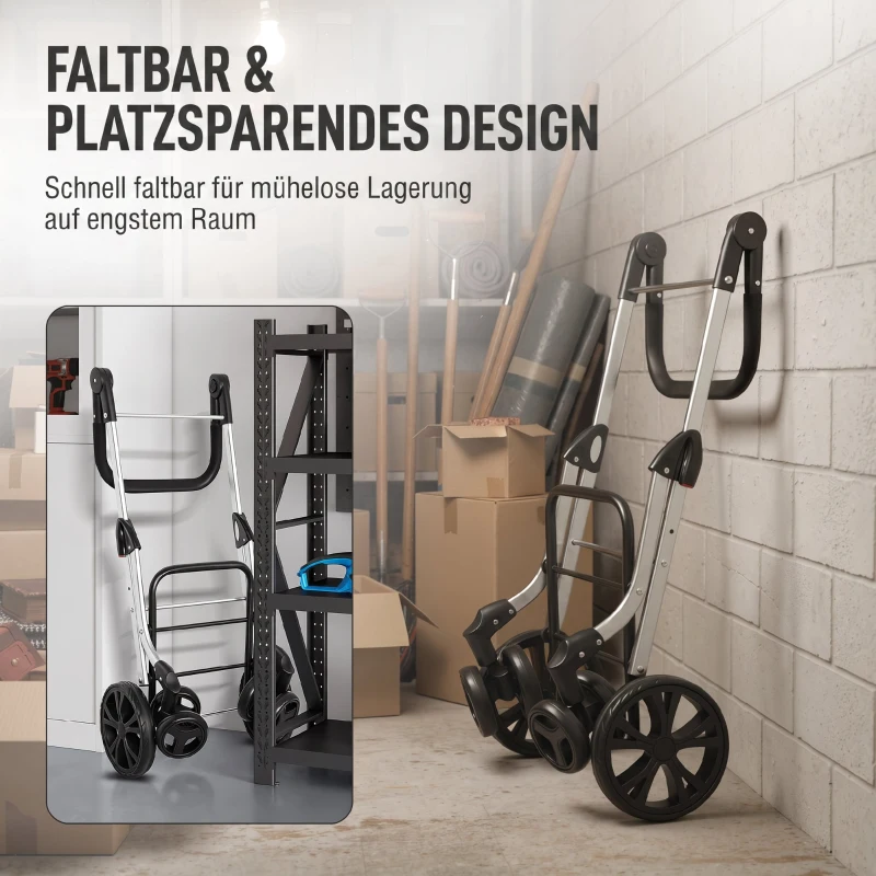 HOMCOM Einkaufstrolley, 46 Liter Tasche, Faltbarer Einkaufswagen mit Kühltasche, verstellbarer Griff, Aluminiumrahmen, Schwarz