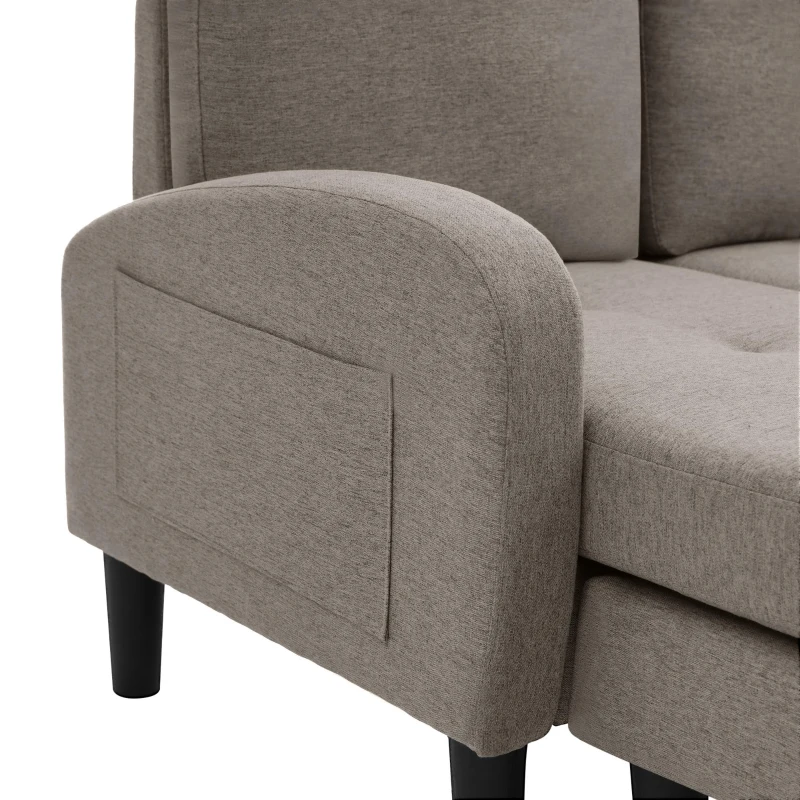 L-Shaped Sofa with Reversible Chaise Lounge, 3-Seater Couch for Living Rooms, Apartments, or Offices, 116L x 118W x 77H cm, Dark Grey