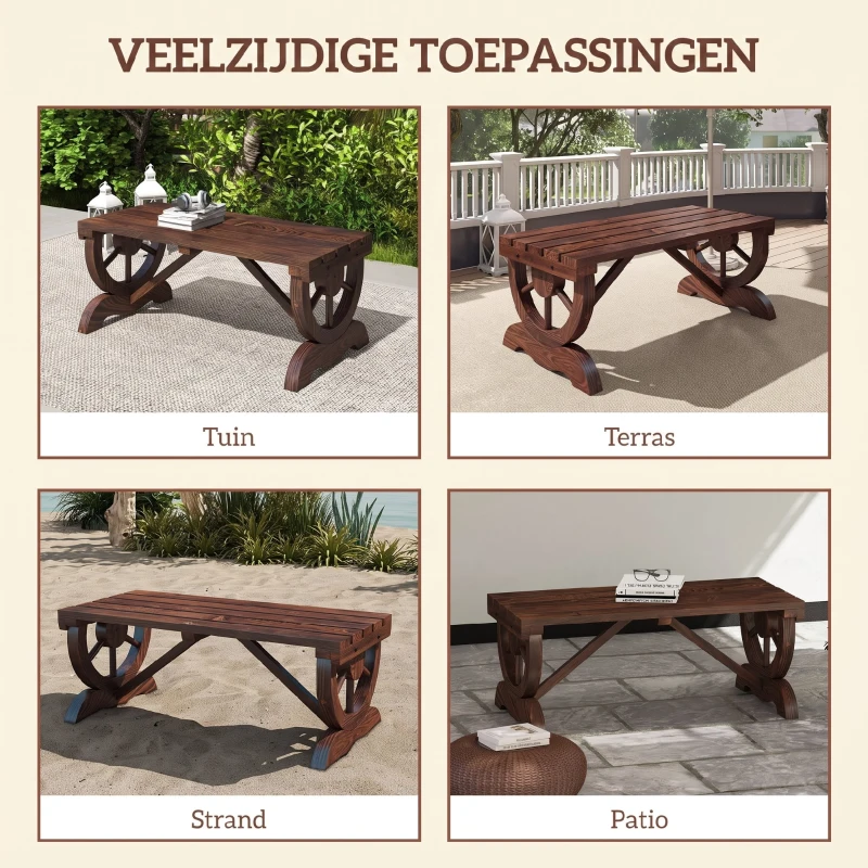 Outsunny Tuinbank bank tuinmeubelen rustieke bank massief hout bruin