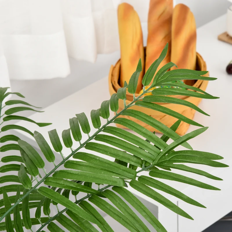Outsunny Kunstpalm 125cm Groot kunstplant met 18 palmbladeren in pot voor woonkamer balkon
