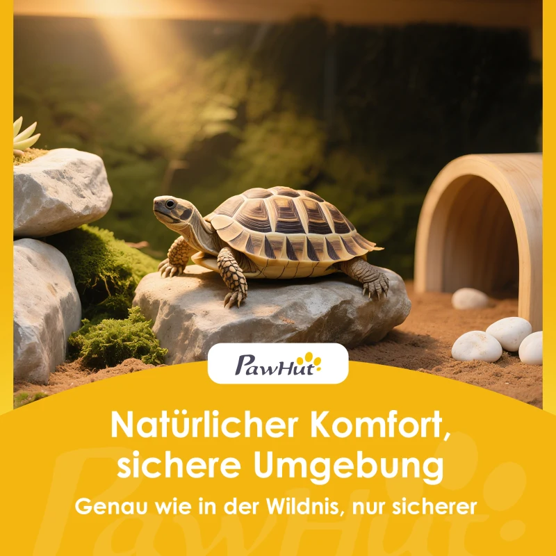 PawHut Schildkrötenhaus aus Holz Schildkrötengehege mit Haupthäusern aufklappbarem Oberseite 91x60,5x32 cm, Blau