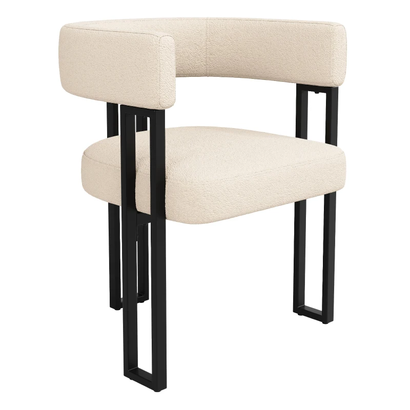 Fabric Dining Chairs 6-Piece Set with Ergonomic Curved Back, Modern Upholstered Accent Chairs for Living Spaces, 51.5L x 54W x 72H cm, Beige