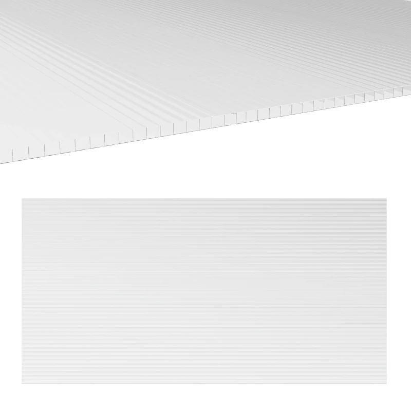 Outsunny Set di 10 Lastre Alveolari in Policarbonato, 120x60 cm, Anti-UV, Tagliabili, per Serre, Pensiline, Tettoie