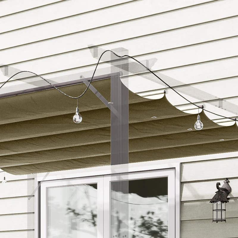 Outsunny Ersatzdach für 3 x 3 m Pergola, einziehbar, mit Regenabflusslöchern, wetterfest, Polyester, 250 x 255 cm Braun