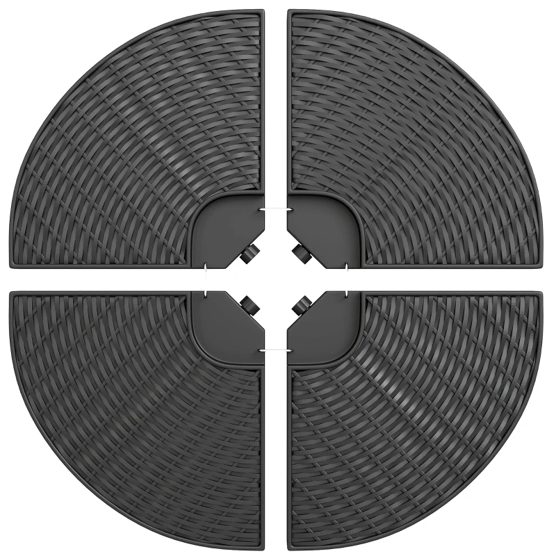 Outsunny Lot de 4 dalles de lestage pour parasol déporté dim. tot. 100L x 100l x 8H cm HDPE aspect rotin noir