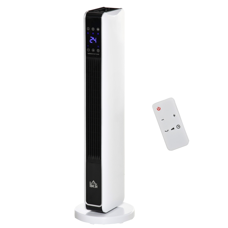 HOMCOM Încălzitor Electric Ceramic de 2200W cu 3 Moduri de Funcționare și Telecomandă, Alb
