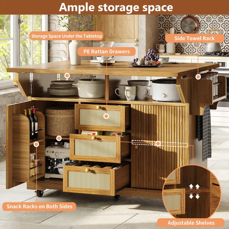 Foldable Serving Trolley with Ample Storage and Snack Racks, Mobile Kitchen Island for Balconies or Dining Room, 142.5L x 40W x 95H cm, Dark Brown
