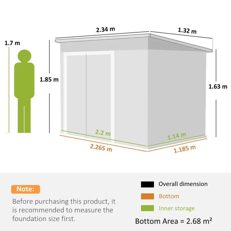 Outsunny 7.5 x 4.3ft Metal Garden Storage Shed, Waterproof Outdoor Shed with Triple Lockable Door, Gloves, Vents, Light Grey