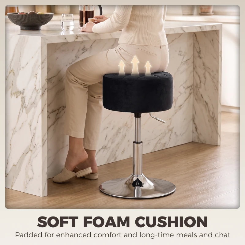 HOMCOM Bar Stool Adjustable Swivel Chair PU Leather Seat 1 Piece, Black