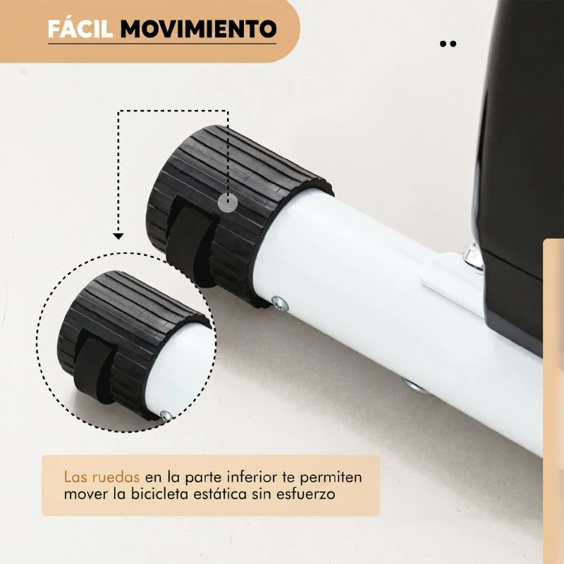SPORTNOW Bicicleta Estática Plegable 8 Niveles Resistencia Magnética Monitor LCD Asiento Ajustable Sensor Ritmo Soporte Teléfono