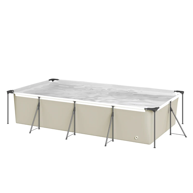 Outsunny Piscina Desmontable Tubular 394,5x208,3x80,5 cm 6075 L con Marco Metálico Parche de Reparación sin Depuradora Gris