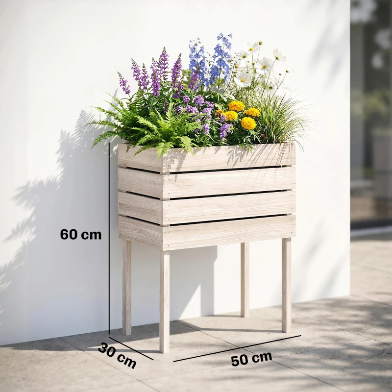 Outsunny Jardinières sur Pieds carrés potagers - Lot de 4 jardinières sur Pied modulables - 50L x 30l x 60H cm