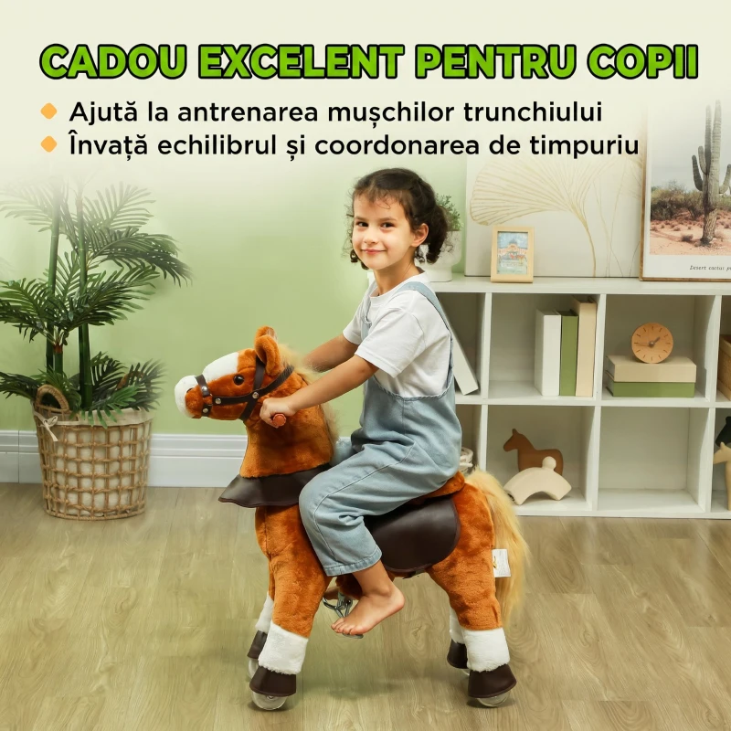 AIYAPLAY Căluț pentru Copii cu Sunete Realiste, Maro