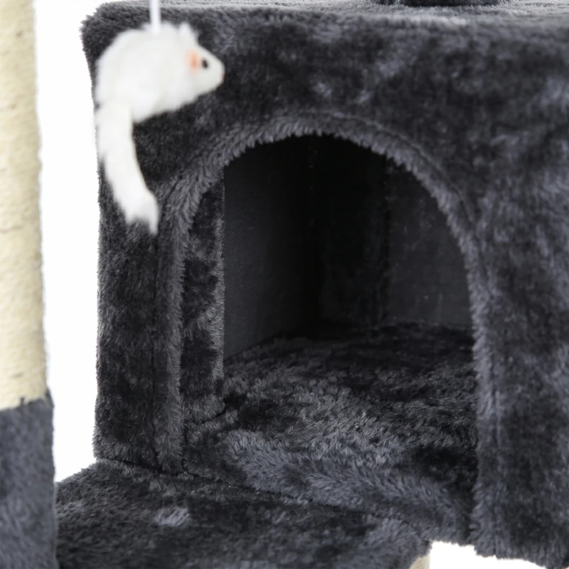 PawHut 173cm Cat Tree Scratching House, Activity Play Centre, Charcoal Grey