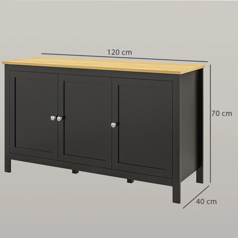 HOMCOM Sideboard, Buffet Cabinet with Doors and Adjustable Shelves for Living Room, Entryway, Black and Natural