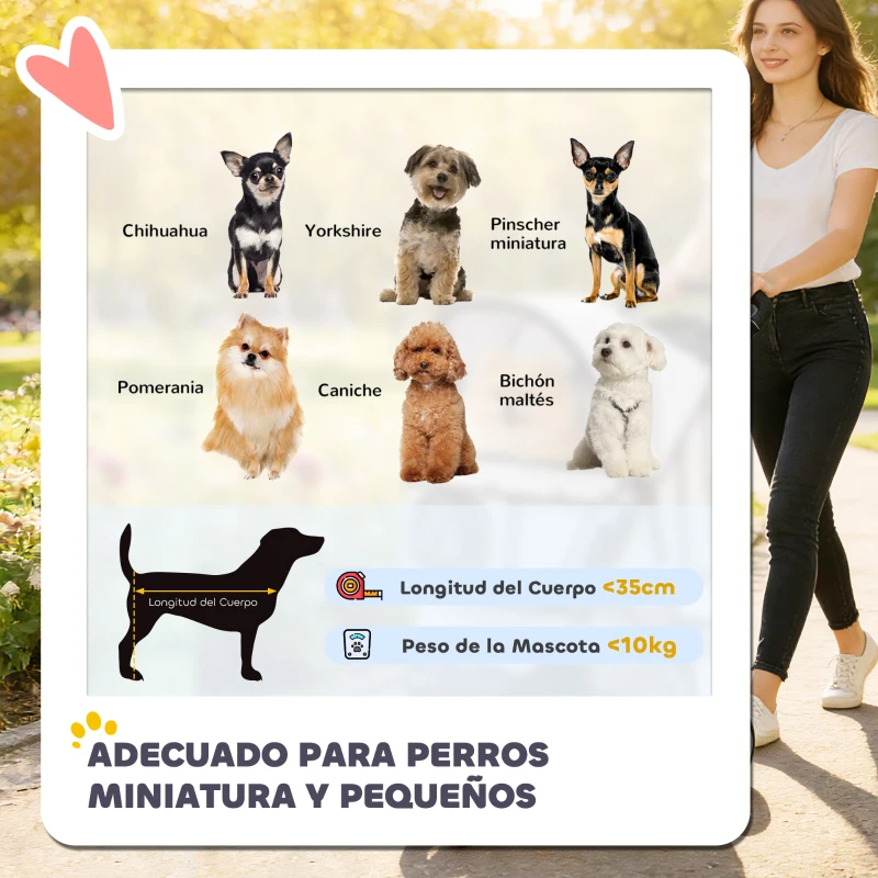 PawHut Carrito para Perros Pequeños Plegable hasta 10 kg con 3 Ruedas Capota Ajustable Cesta Ventanas de Malla Portavasos Gris