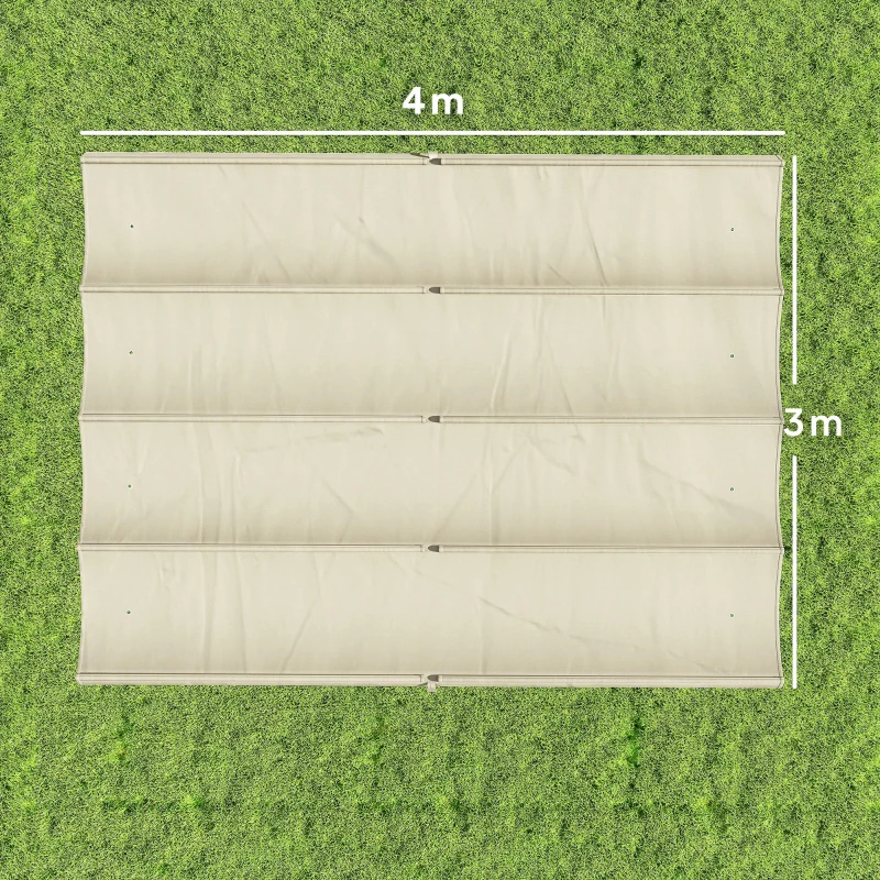 Outsunny Techo de Repuesto Retráctil 4x3,5 m para Marco de 4x3 m Toldo de Tela Solo para Cenador Jardín con 8 Orificios Crema