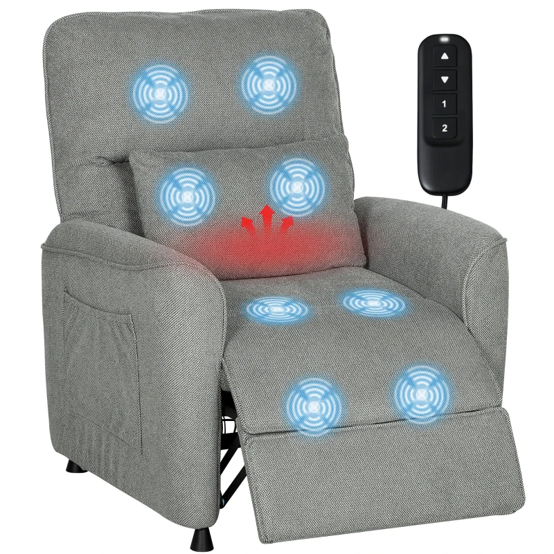 HOMCOM Relaxsessel Fernsehsessel Elektrisch mit Liegefunktion Heizung Vibrationsmassage