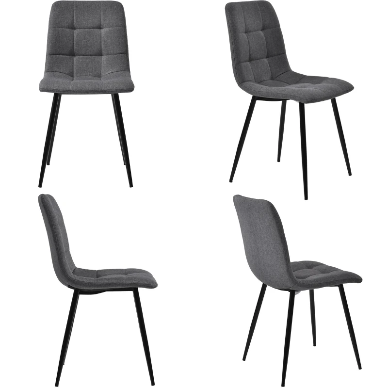Modern Dining Table and 4 Chairs Set with Marble-Effect MDF Top, Practical Table Set for Modern Kitchens and Flats, 44L x 41W x 86H cm, Grey